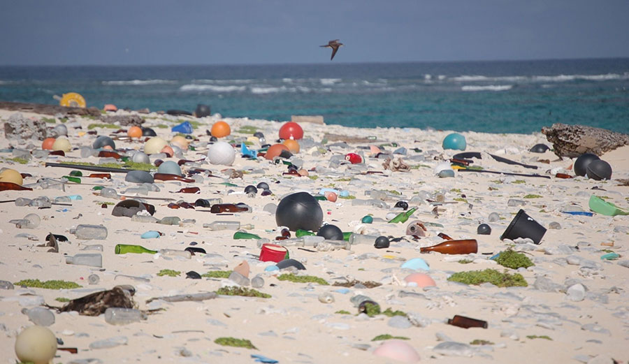 Plastic on a beach