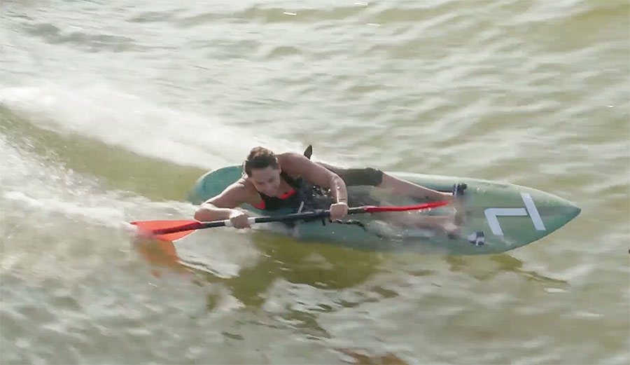 Paralympic gold medalist Alana Nichols at NLand wave park in Austin