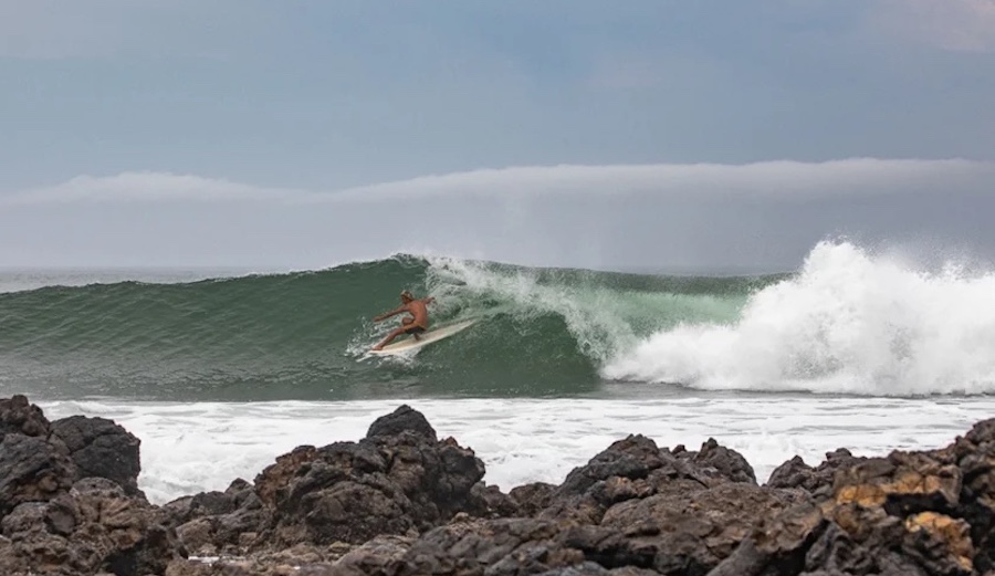 Alex Knost looking for shade at an undisclosed Baja pointbreak. Photo: Delon Isaacs/RVCA
