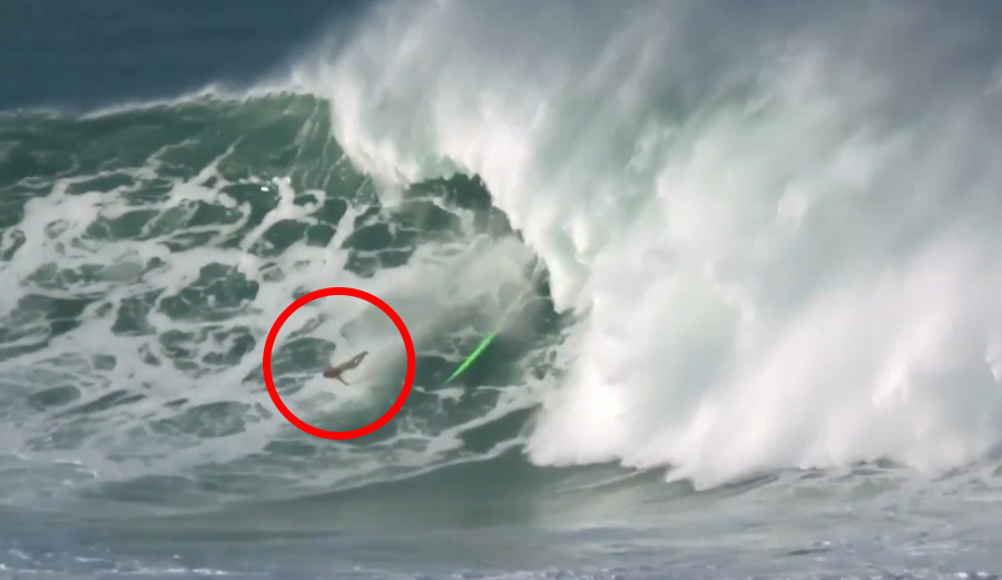 That's gotta hurt, Garrett McNamara! Photo: BBC