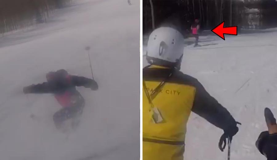 ski patrol, spray in face, escape,