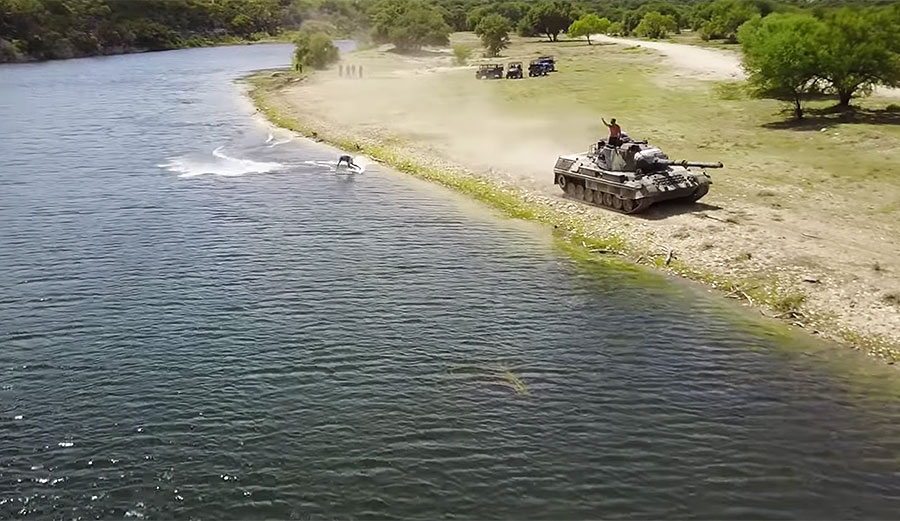 Jamie O'Brien and the crew went to Ox Ranch, a Mad Max Disneyland in Texas, to surf behind tanks and blow stuff up.