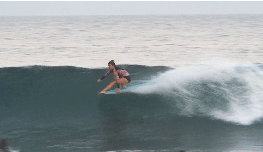 Leah Dawson surfing Malibu