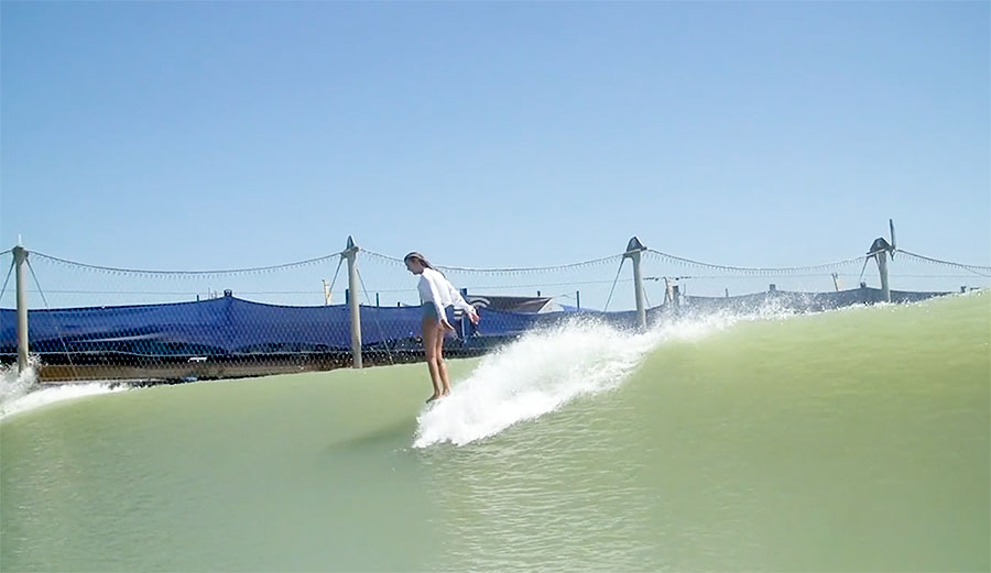 Jared Mell, Taylor Jensen, and Soleil Errico, to step onto the log and surf Kelly's wave like it's Malibu.