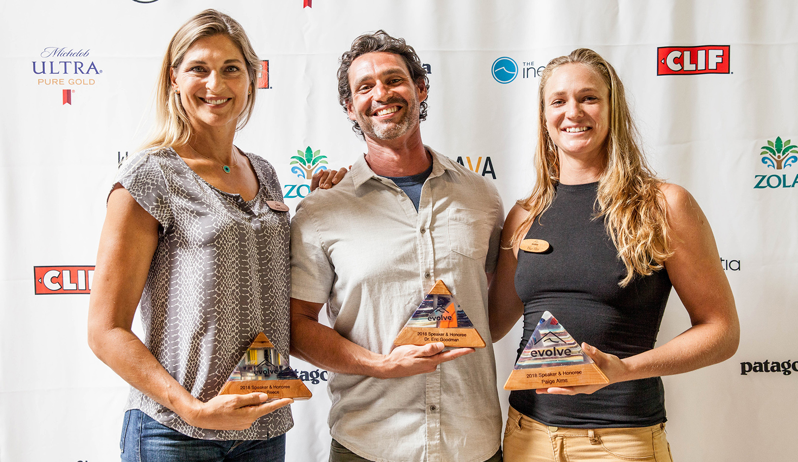 Paige Alms, Gabby Reece, and Dr. Eric Goodman discussed optimizing health at The Inertia's first-ever EVOLVE Summit. Photo: Aika Lau