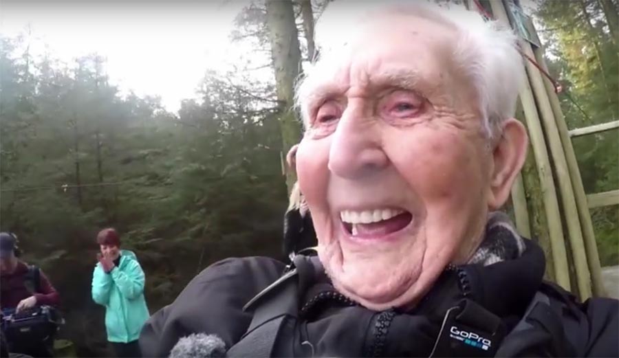 106-years-old, grandpa, Jack Reynolds, charity, zipline, abseiling, tattoo, giving,