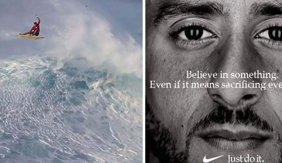 Colin Kaepernick, Kai Lenny, surfing, Nyjah Huston, skateboarding