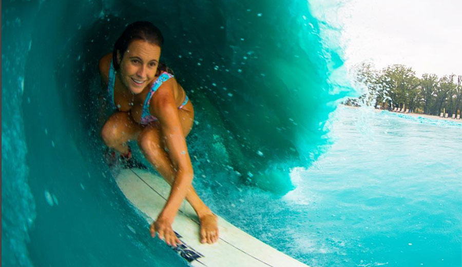 Jack Freestone, Alana Blanchard, and baby Banks spent some time in and around the Waco, Texas wave pool.