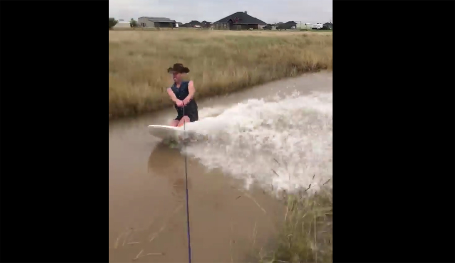 kneeboard, West Texas, Cowboy, flooded canal, hurricane, google, flipboard