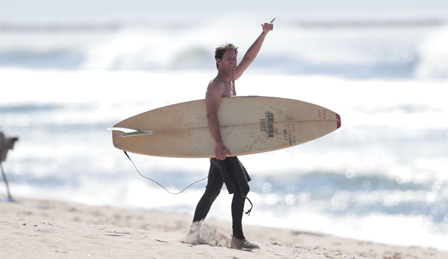 Timmy Curran surfing on surfboard blank