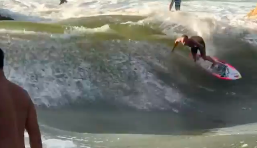 Jamie O'Brien put on a clinic at the Waimea River Wave yesterday. Photo: Instagram
