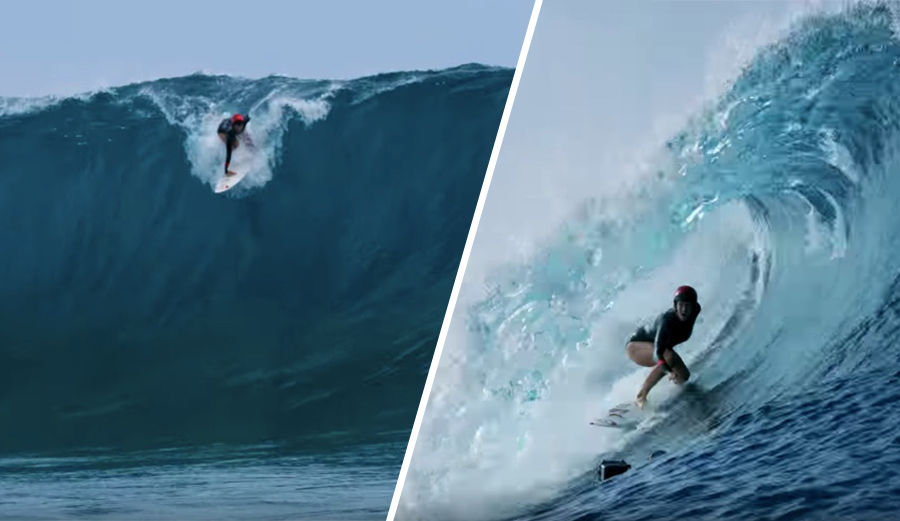 Bethany Hamilton charging Teahup'o in 2018.