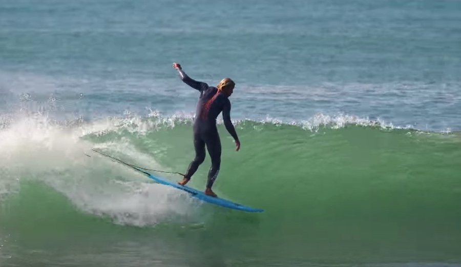 Dane Gudauskas getting groovy on Channel Islands' new fish.