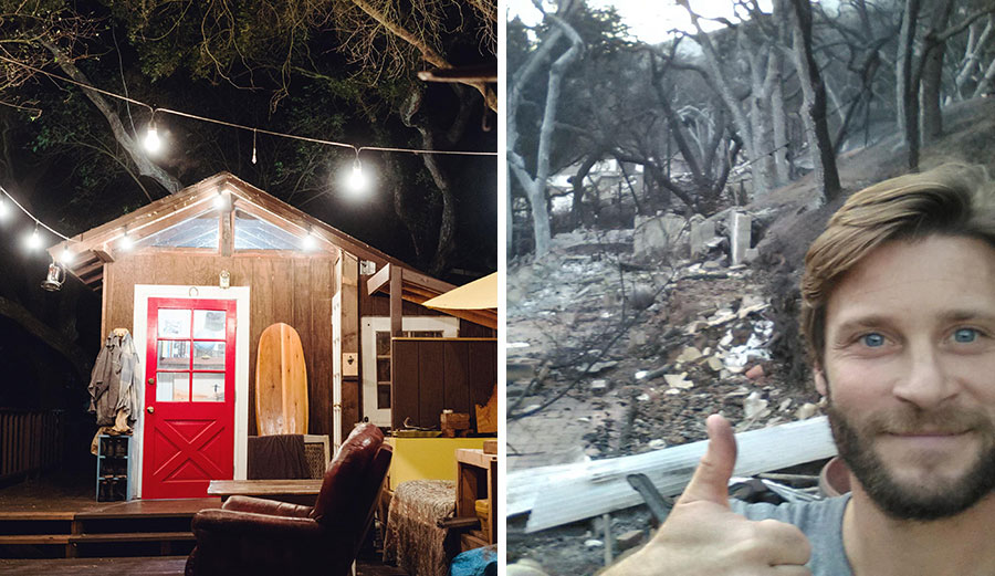 Before and after the Woolsey fire/ The house I built is gone. Photos: Lemaitre/Haro