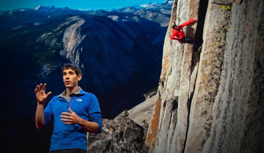 Alex Honnold delivered a powerful TED Talk in Vancouver about managing fear and self-doubt in his historic El Capitan free solo. Photo: TED/Youtube
