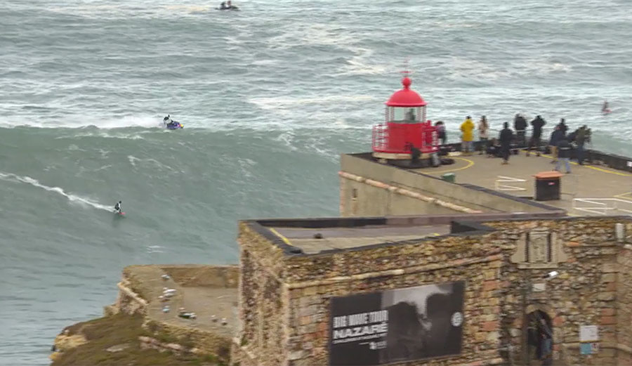 big wave surfing at Nazare Portugal