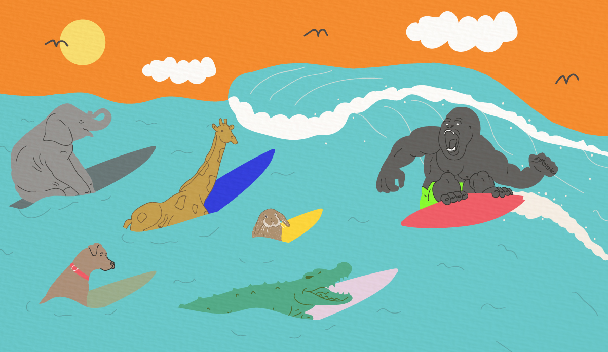 Animal behavior and surfing go hand in hand. Art: @georgemussell