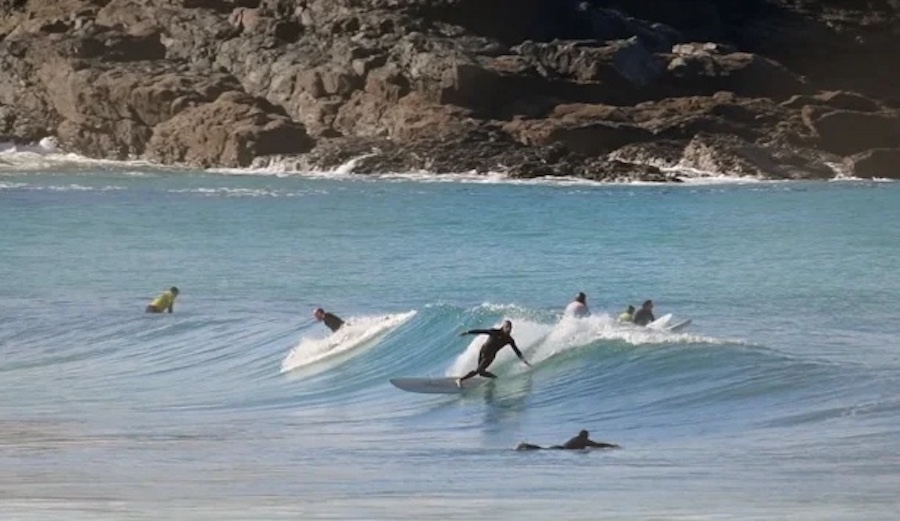 Mike Lay lays into a bottom turn at home in Cornwall. Photo: Screenshot/Vimeo