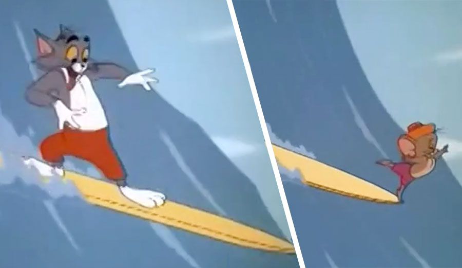 Tom and Jerry surfing