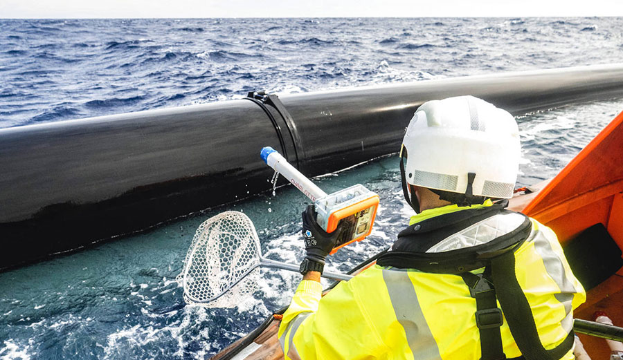 Ocean Cleanup crew member