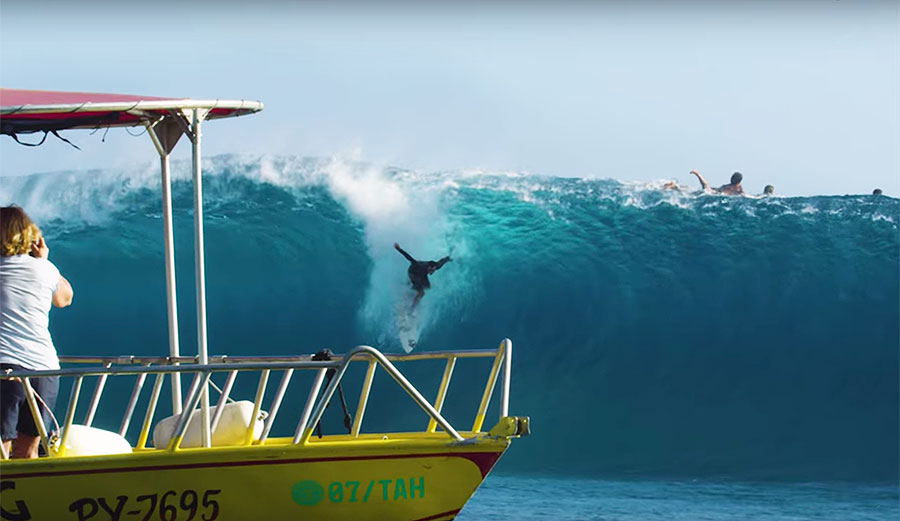 Brett Barely surfing Teahupoo Tahiti