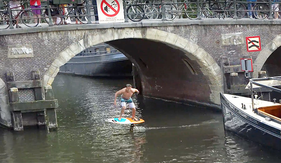 Hydrofoiling canals of Amsterdam