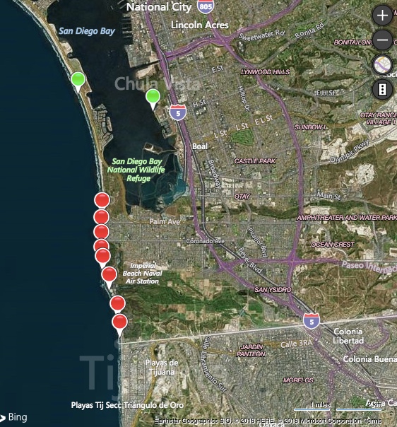 Shorelines in Imperial Beach and the Tijuana Sloughs have been closed as a result of the sewage spill. Photo: SD County