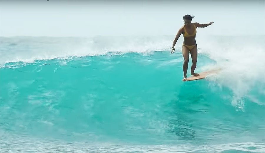 Kelia Moniz surfing at Queen's Waikiki