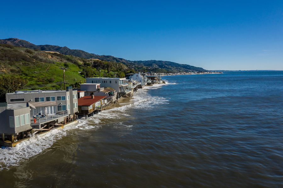 Homes in Malibu during king tide 2019.