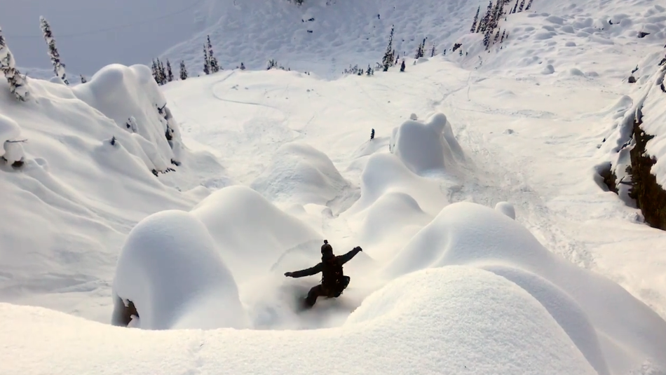 Ashley Call makes it look easy going bindingless in the BC backcountry. Photo: Youtube/Screenshot
