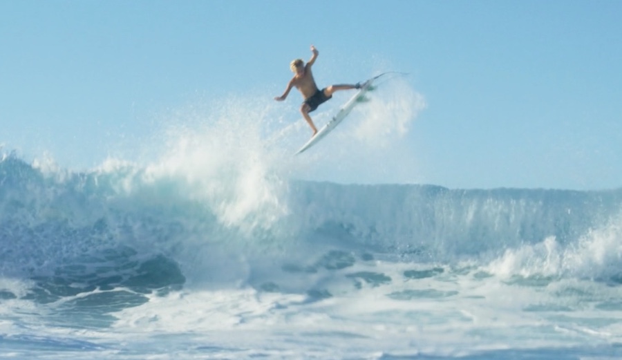 Maui super grom Axel Rosenblad punting into the stratosphere.