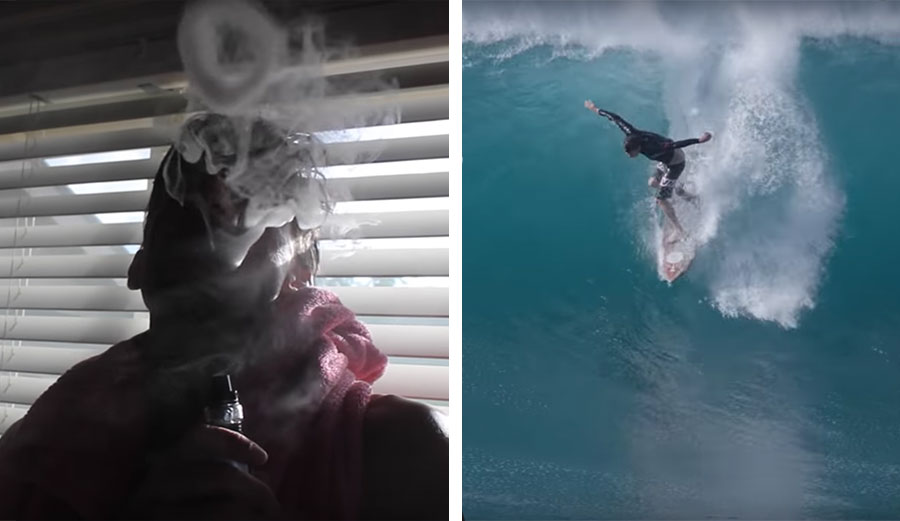 Bruce Irons surfing and vaping