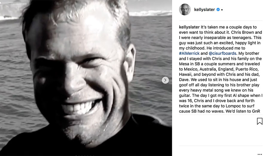 Kelly Slater tribute to Chris Brown