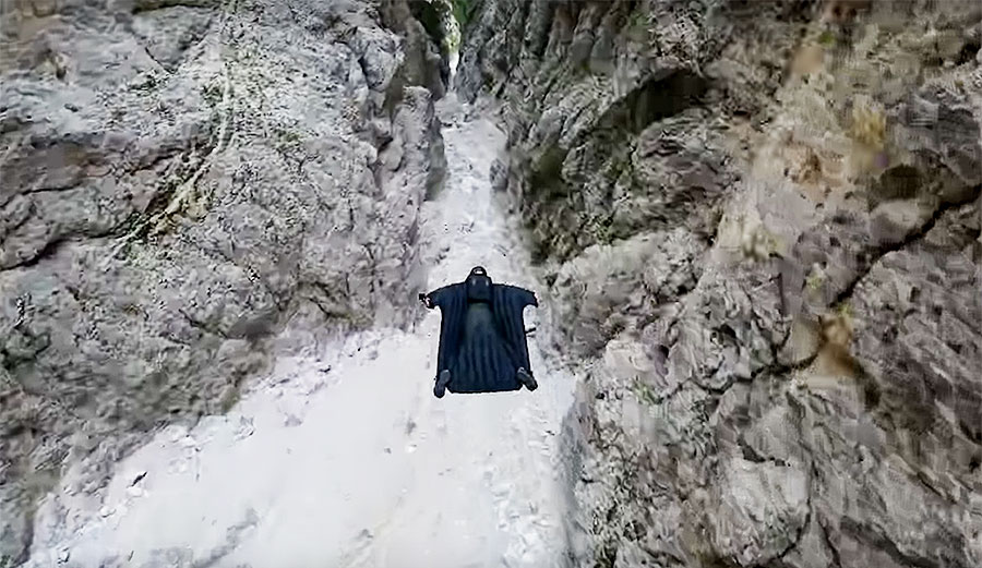 Jeb Corliss wingsuiting through Italy's Death Star run.