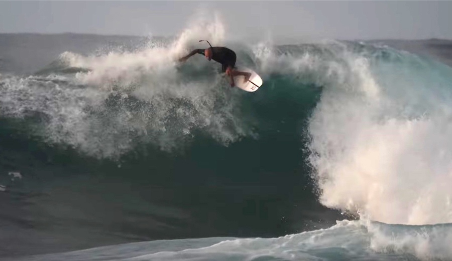 Kelly Slater is constantly redefining what's possible. Here he is pushing a 5'3" Cymatic to its limits at stormy Haleiwa.