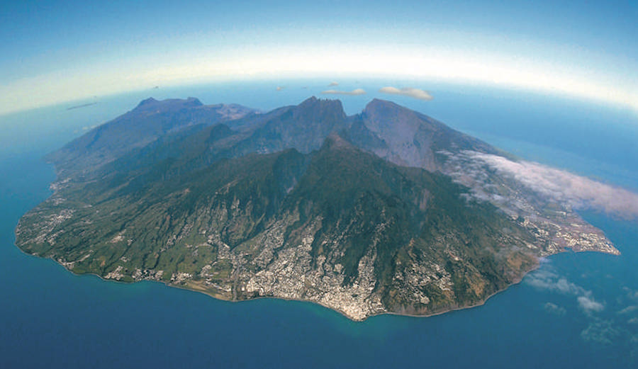 Reunion Island from above.