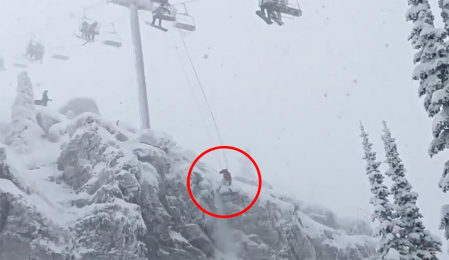 A snowboarder was forced to repel down a cliff after a lift at Whitfish Montana was evacuated.