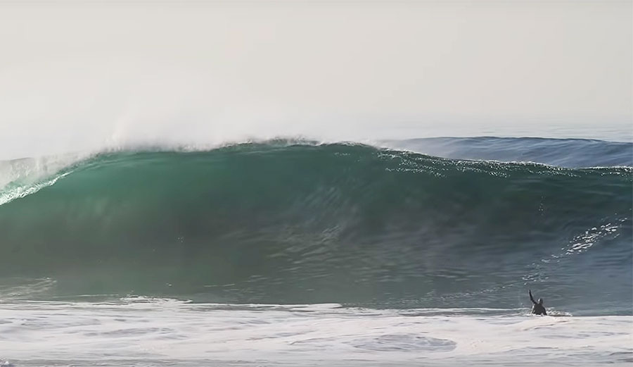 surfing watching huge wave in Los Angeles