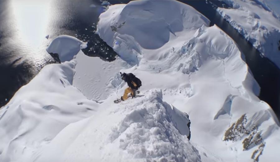 Xavier De Le Rue snowboards Antarctica by boat