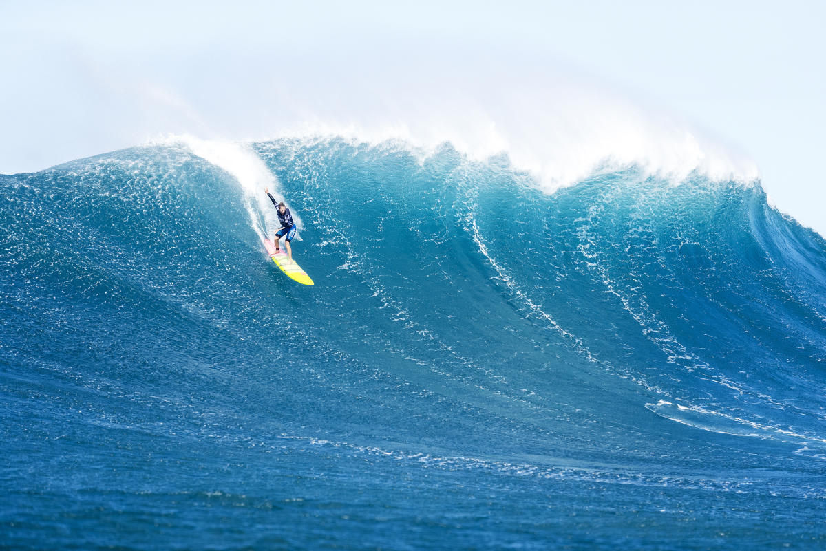 Paige Alms pushes the limits at Jaws. Photo: WSL/Cestari