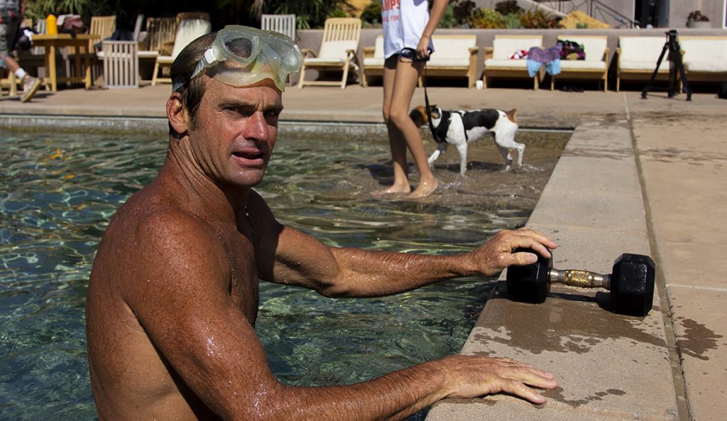 Laird Hamilton completes a morning pool workout at his Malibu home. The workout is bookended with icebaths. Photo: The Inertia/Aika Lau