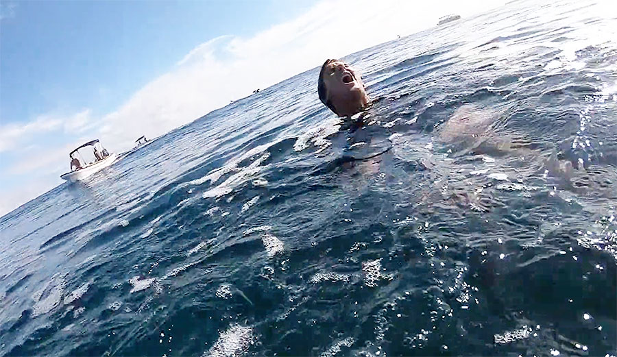 Andrew Jacobson wipe out in Fiji at Cloudbreak