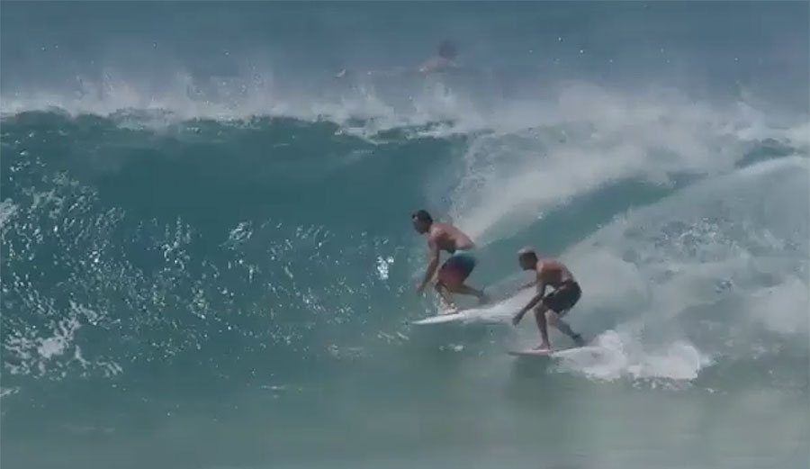 Mick Fanning Joel Parkinson surfing Kirra