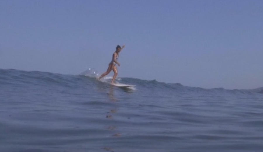 Lola Mignot "dancing" at her home break of Sayulita, Mexico.