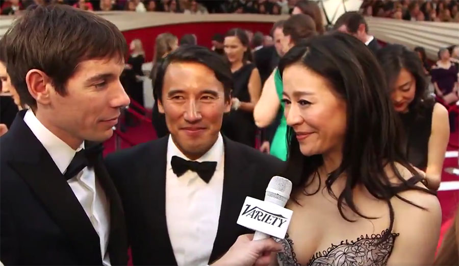 Elizabeth Chai Vasarhelyi, Jimmy Chin and Alex Honnold win an Oscar for 'Free Solo'