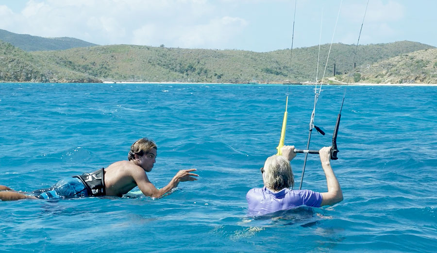 Kai Lenny and Richard Branson kite surfing