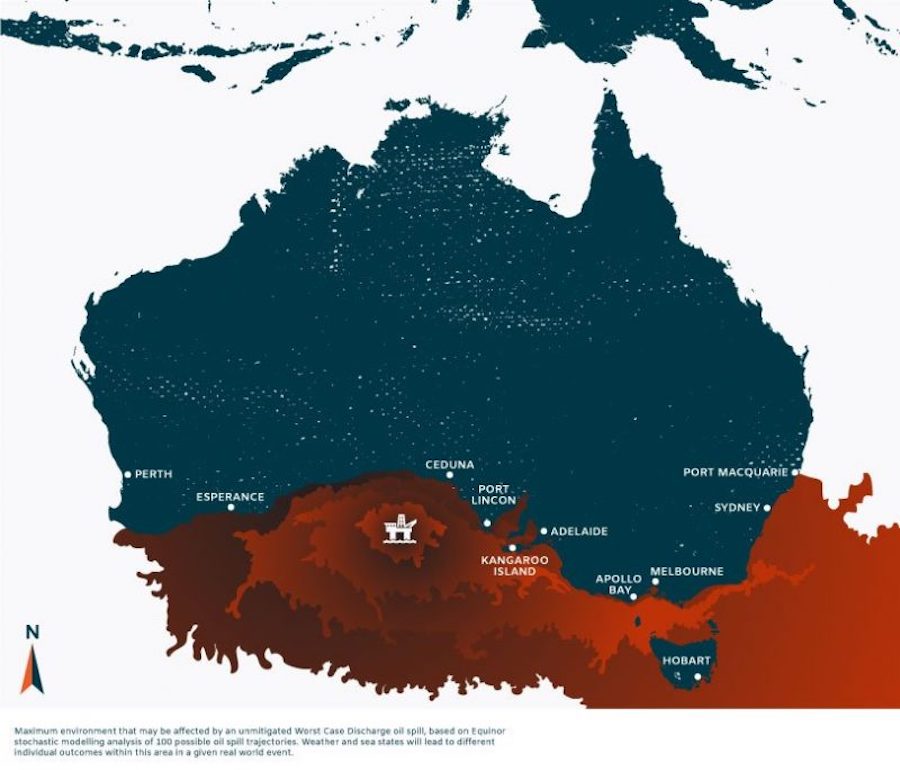 The potential outcome of a catastrophic event based on Equinor's own data could reach as far as Sydney.