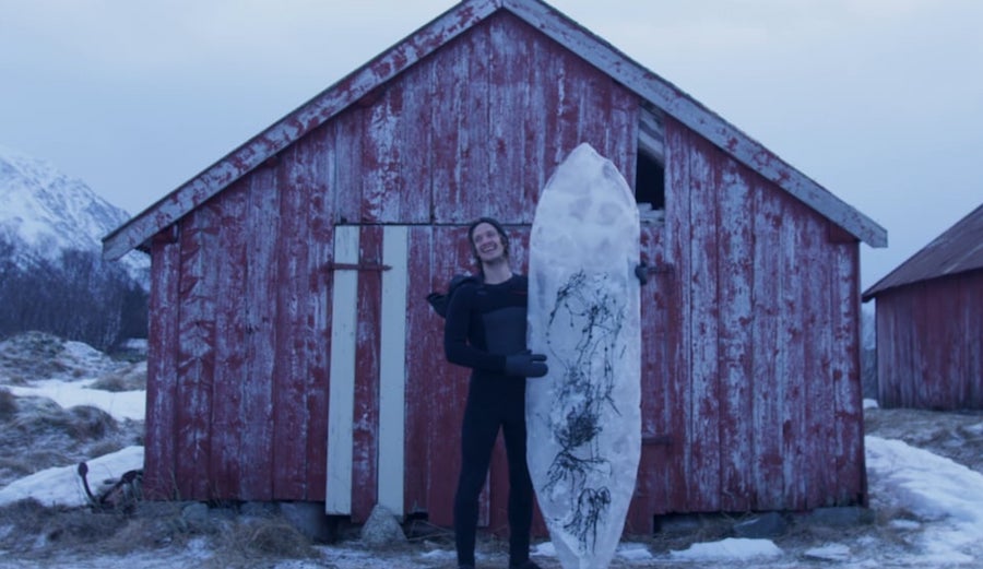 Two Norwegians are making a film about creating the world's first surfboards made of ice. Photo: Indiegogo