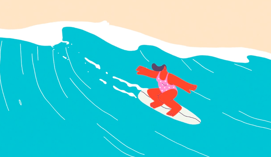Animated short on surfing
