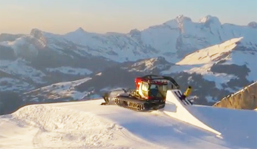 Candide Thovex jumps Snowcat